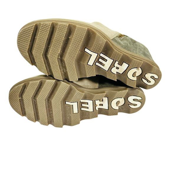 Sorel Joan of Arctic Sage Green Two Tone Suede Wedge Zip Ankle Boots Size 8 - Picture 5 of 6